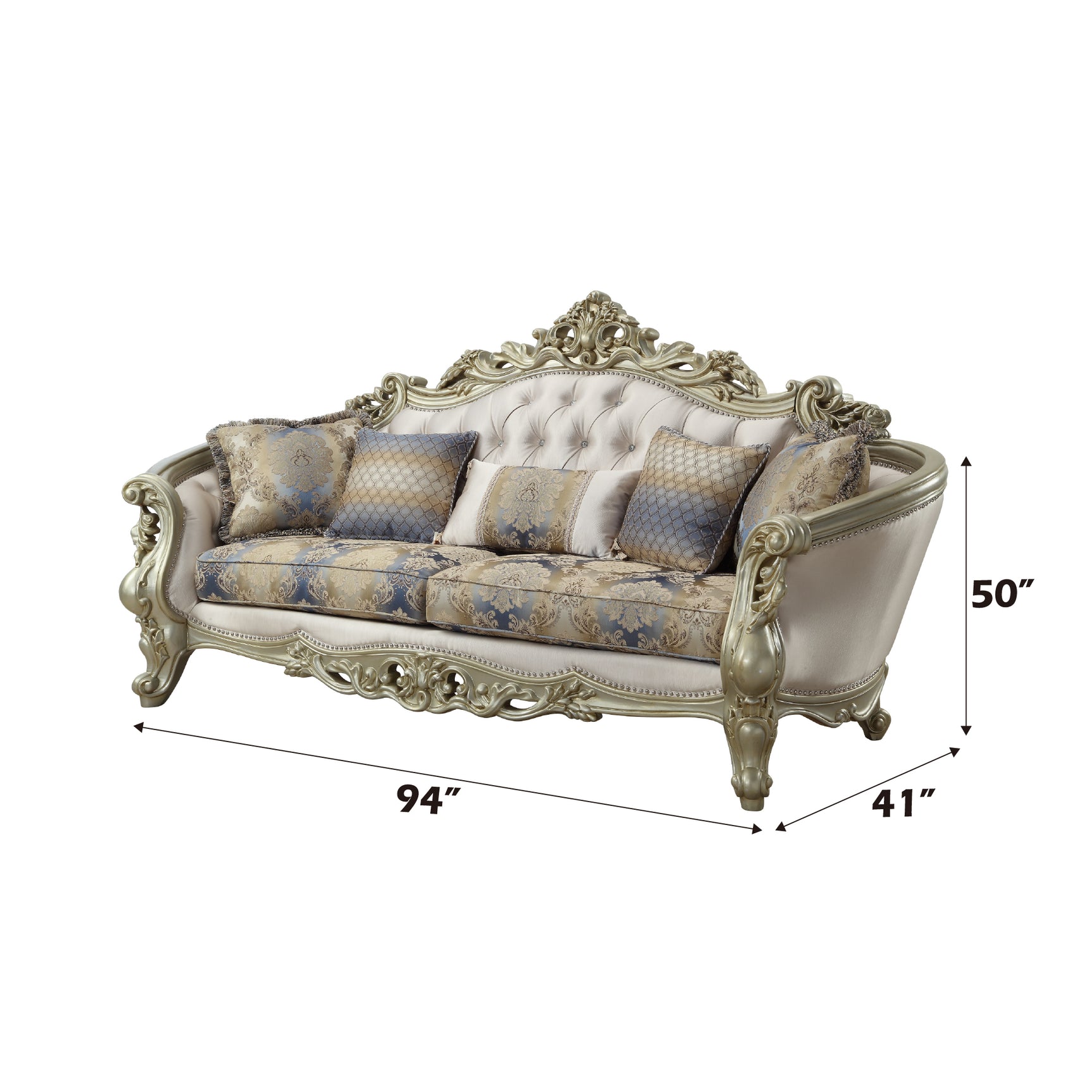 Furniture Gorsedd Sofa in Antique White 52440 - Ornate Home