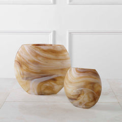 Fusion Swirled Caramel/Ivory Vases (Set of 2) - Ornate Home