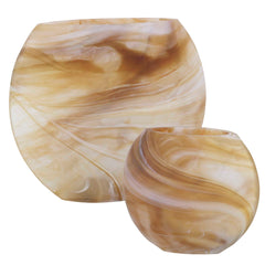 Fusion Swirled Caramel/Ivory Vases (Set of 2) - Ornate Home