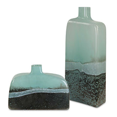 Fuze Aqua/Bronze Vases (Set of 2) - Ornate Home