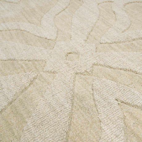 Fyffe Embossed Beige Wool Area Rug - Ornate Home
