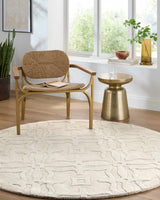 Fyffe Embossed Beige Wool Area Rug - Ornate Home