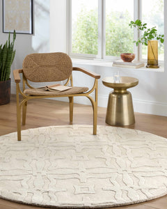 Fyffe Embossed Beige Wool Area Rug - Ornate Home