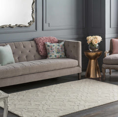 Fyffe Embossed Beige Wool Area Rug - Ornate Home