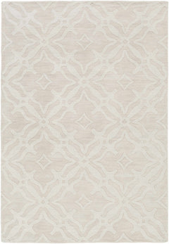 Fyffe Embossed Beige Wool Area Rug - Ornate Home