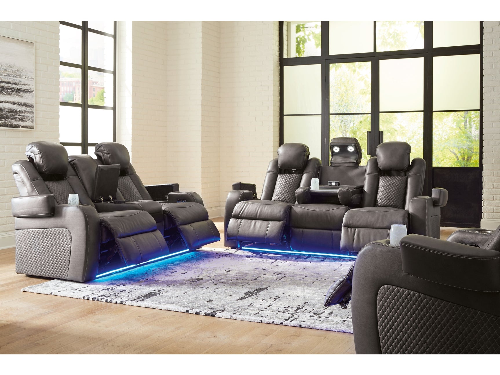 Fyne-Dyme Gray Power Reclining Sofa, Loveseat and Recliner (Online Special Price) - Ornate Home