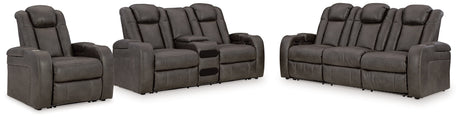 Fyne-Dyme Gray Power Reclining Sofa, Loveseat and Recliner - Ornate Home