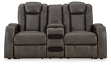 Fyne-Dyme Gray Power Reclining Sofa, Loveseat and Recliner - Ornate Home