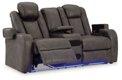Fyne-Dyme Gray Power Reclining Sofa, Loveseat and Recliner - Ornate Home