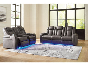 Fyne-Dyme Gray Power Reclining Sofa and Loveseat - Ornate Home