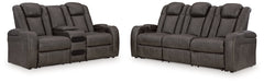 Fyne-Dyme Gray Power Reclining Sofa and Loveseat - Ornate Home
