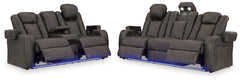 Fyne-Dyme Gray Power Reclining Sofa and Loveseat - Ornate Home