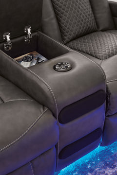 Fyne-Dyme Gray Power Reclining Sofa and Loveseat - Ornate Home
