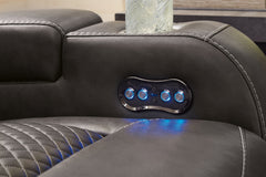 Fyne-Dyme Gray Power Reclining Sofa and Loveseat - Ornate Home