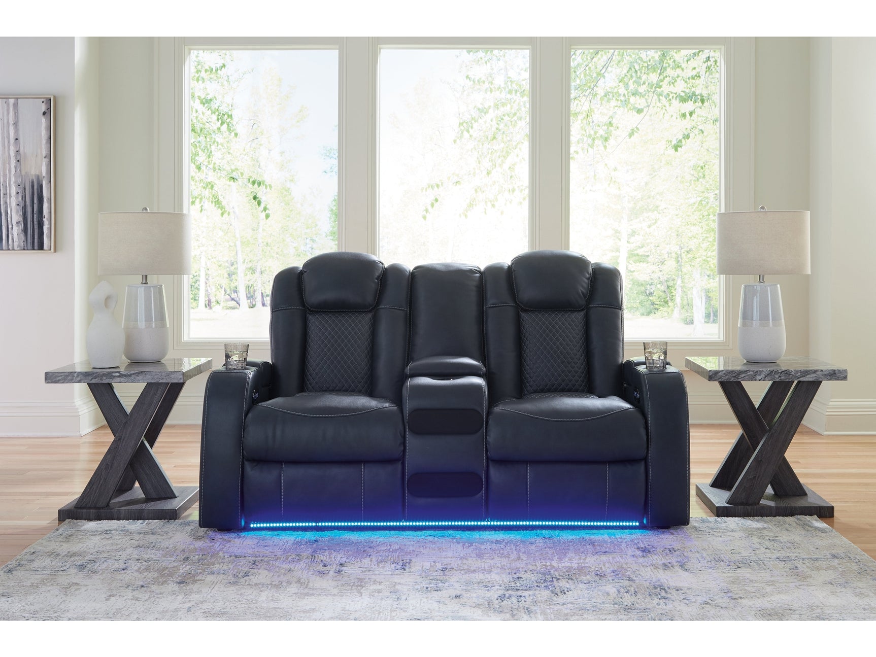 Fyne-Dyme Sapphire Power Reclining Loveseat with Console (Online Special Price) - Ornate Home