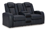 Fyne-Dyme Sapphire Power Reclining Loveseat with Console - Ornate Home