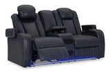 Fyne-Dyme Sapphire Power Reclining Loveseat with Console - Ornate Home