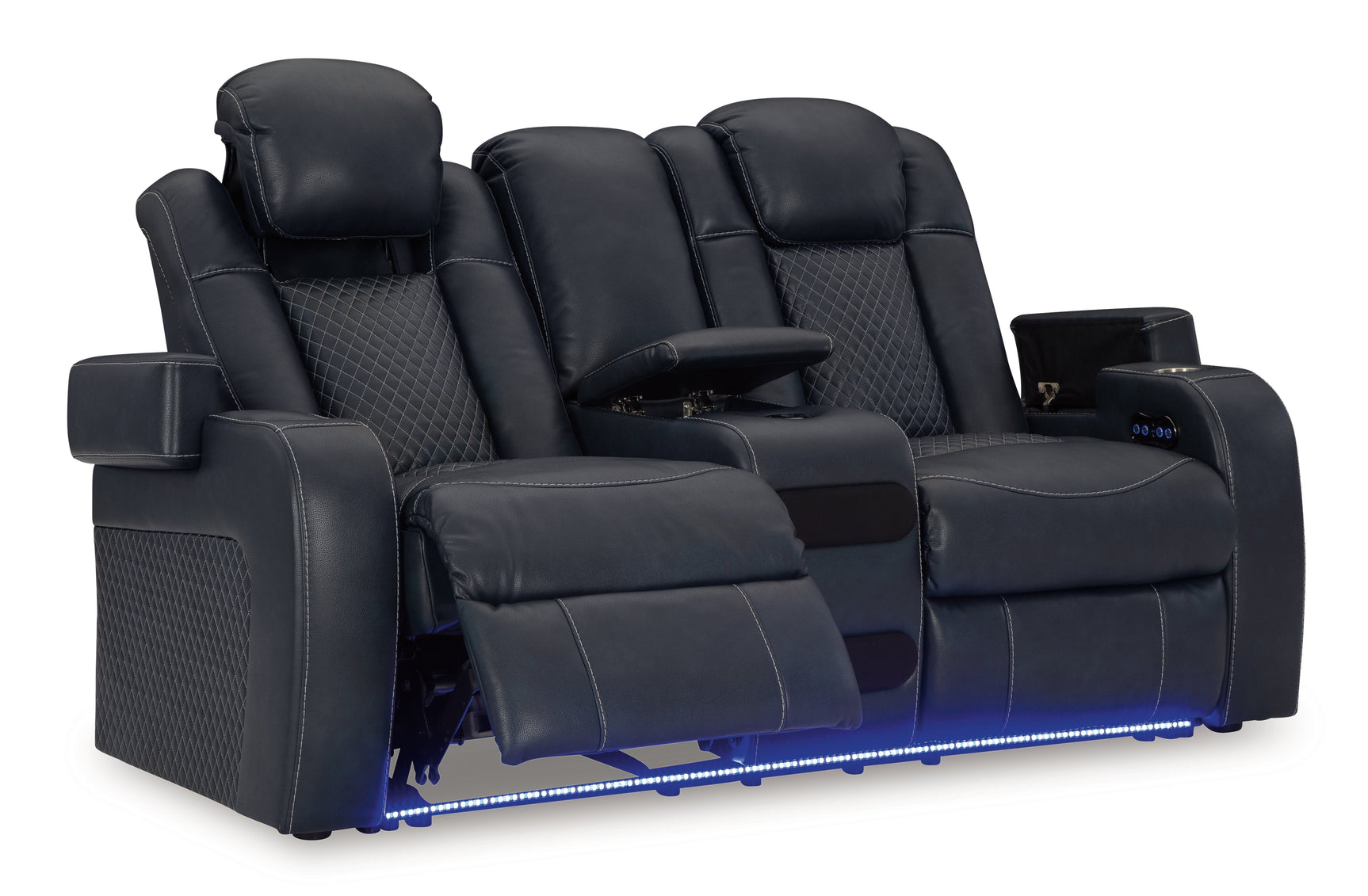 Fyne-Dyme Sapphire Power Reclining Loveseat with Console - Ornate Home
