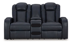 Fyne-Dyme Sapphire Power Reclining Loveseat with Console - Ornate Home