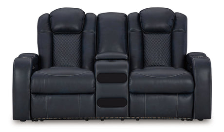 Fyne-Dyme Sapphire Power Reclining Loveseat with Console - Ornate Home