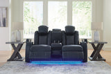 Fyne-Dyme Sapphire Power Reclining Loveseat with Console - Ornate Home