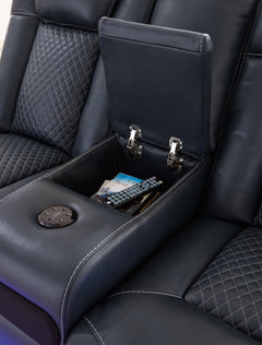 Fyne-Dyme Sapphire Power Reclining Loveseat with Console - Ornate Home