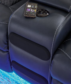 Fyne-Dyme Sapphire Power Reclining Loveseat with Console - Ornate Home