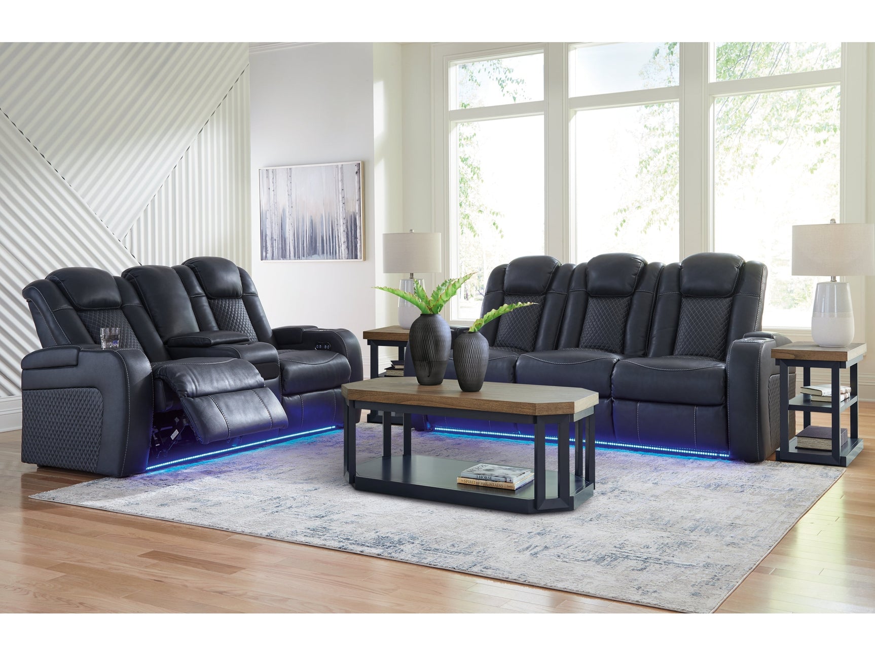 Fyne-Dyme Sapphire Power Reclining Sofa, Loveseat and Recliner - Ornate Home
