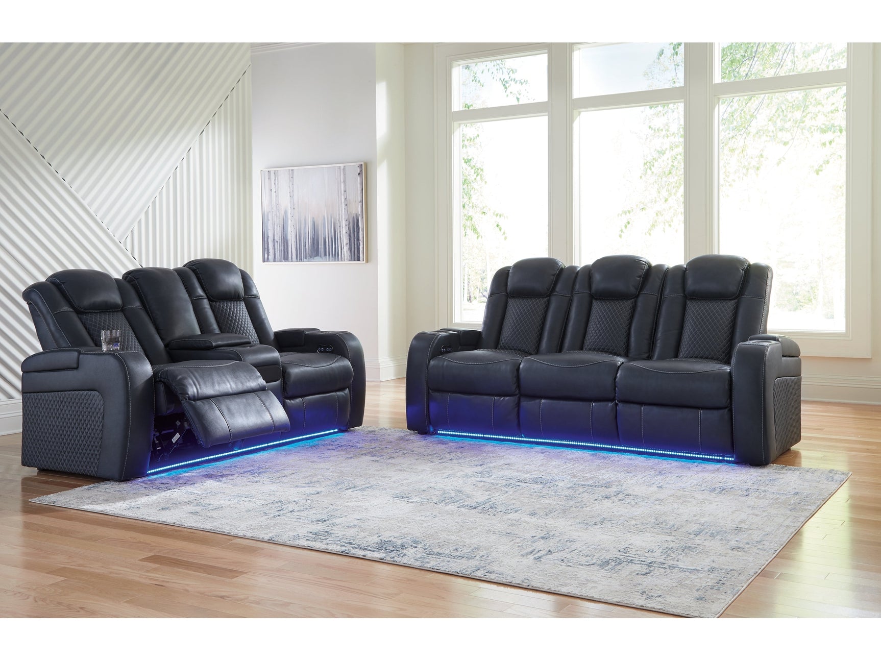 Fyne-Dyme Sapphire Power Reclining Sofa and Loveseat - Ornate Home