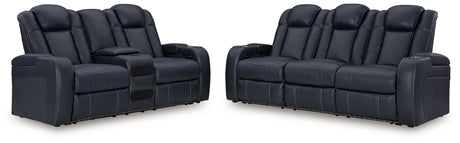 Fyne-Dyme Sapphire Power Reclining Sofa and Loveseat - Ornate Home