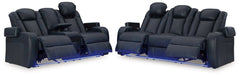 Fyne-Dyme Sapphire Power Reclining Sofa and Loveseat - Ornate Home