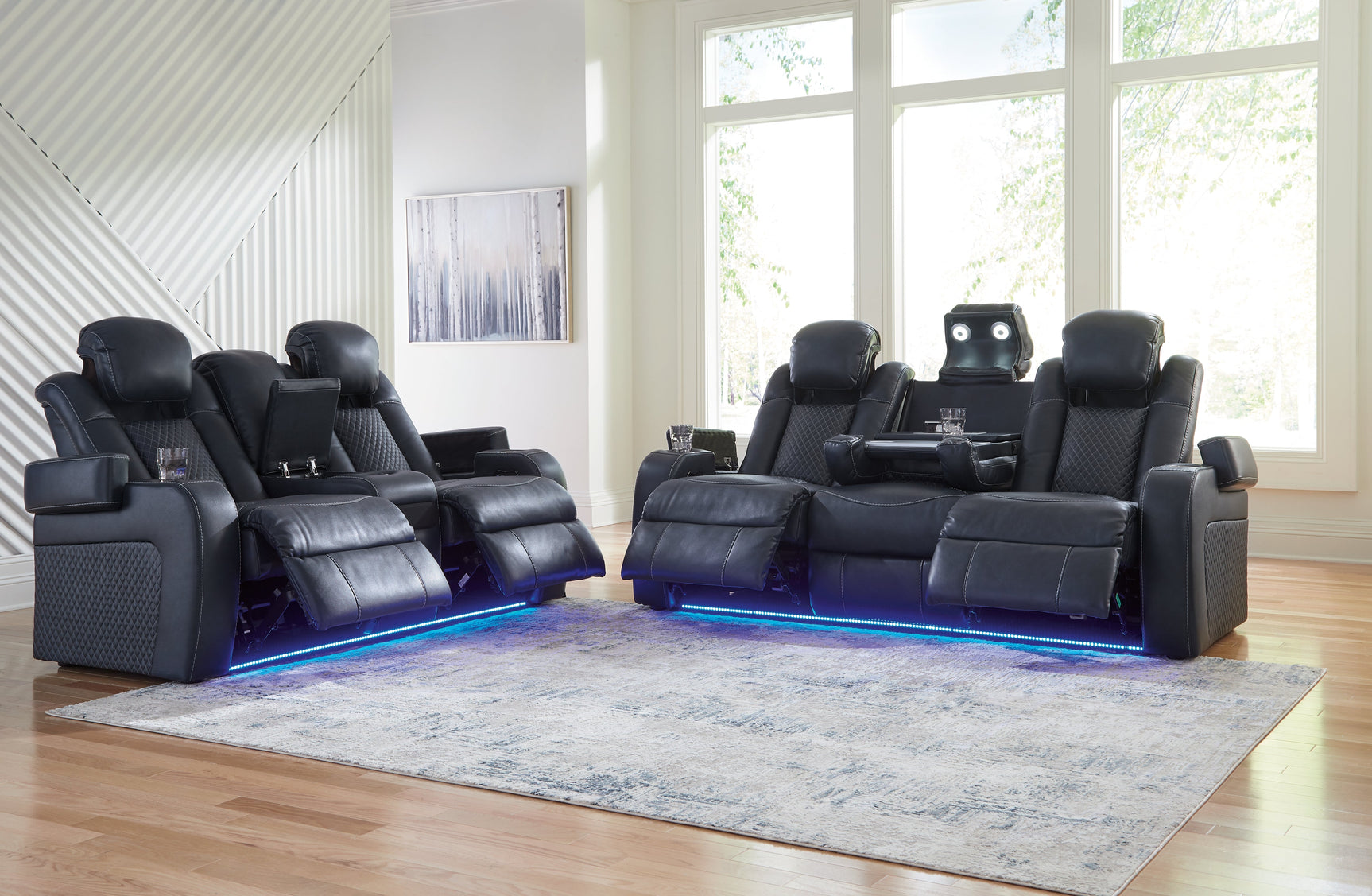 Fyne-Dyme Sapphire Power Reclining Sofa and Loveseat - Ornate Home