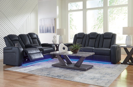 Fyne-Dyme Sapphire Power Reclining Sofa and Loveseat - Ornate Home