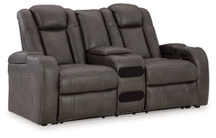 Fyne-Dyme Shadow Power Reclining Loveseat with Console - Ornate Home