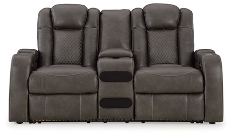 Fyne-Dyme Shadow Power Reclining Loveseat with Console - Ornate Home