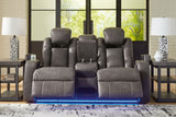 Fyne-Dyme Shadow Power Reclining Loveseat with Console - Ornate Home