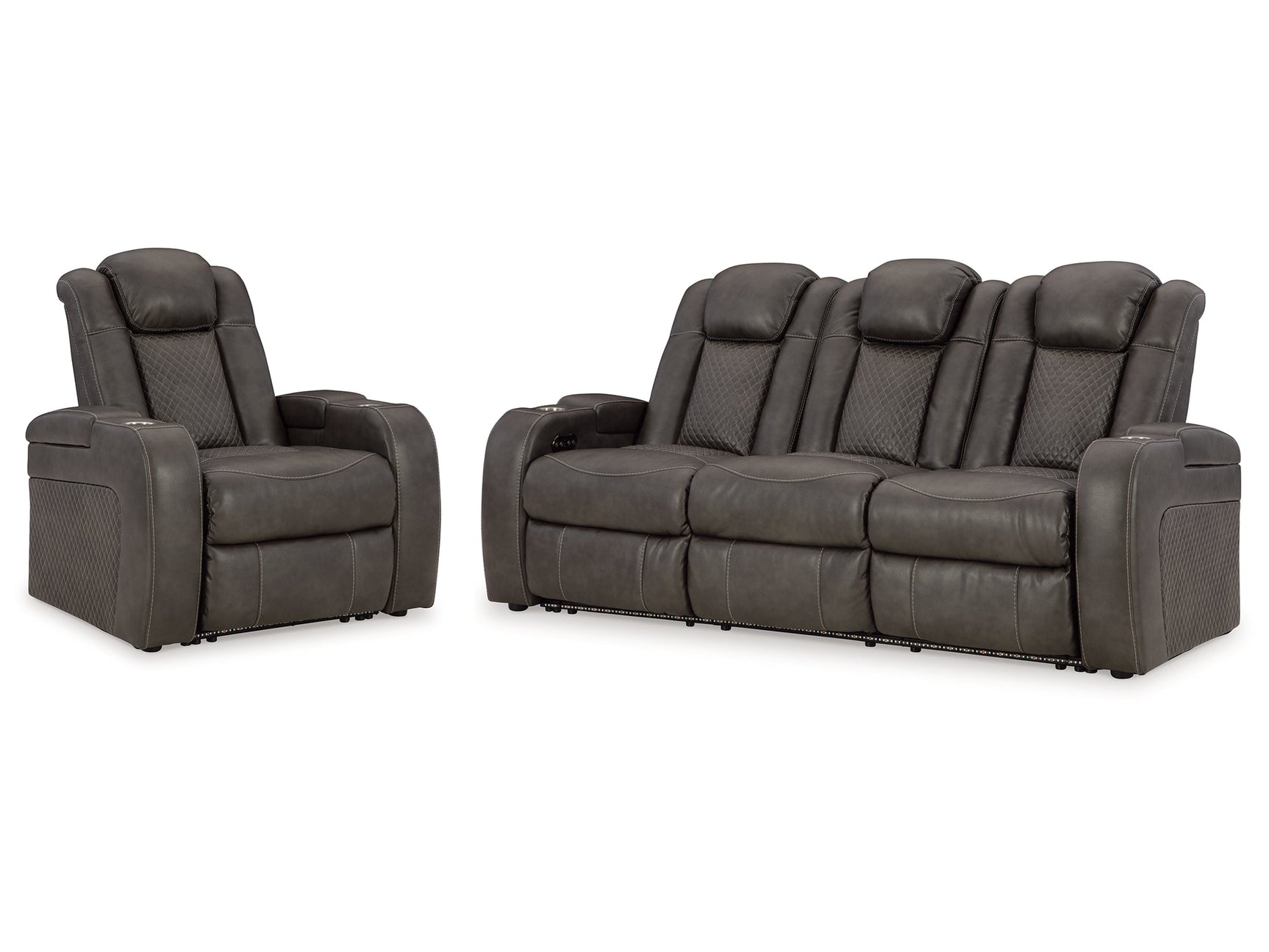Fyne-Dyme Shadow Power Reclining Sofa and Power Recliner (Online Special Price) - Ornate Home