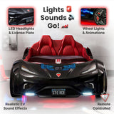 GTE Black-Twin Race Car Bed Remote Control, 4 Modes, Night Light, Upholstered Headboard & Interior - Ornate Home
