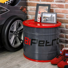 GTS Barrel Metal Nightstand and Toy Box with Plastic Lid - Ornate Home