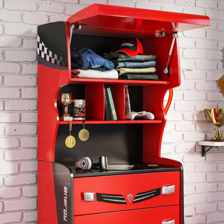 GTS EV 3 Drawer Chest with Cabinet, Charging Station Theme - Ornate Home