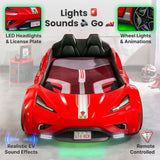 GTS EV Red Twin Race Car Bed | Remote Control, Night Light, Sounds & Padded Headboard - Ornate Home