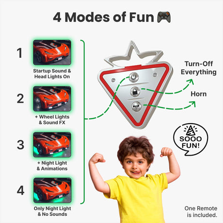 GTS EV Red Twin Race Car Bed | Remote Control, Night Light, Sounds & Padded Headboard - Ornate Home