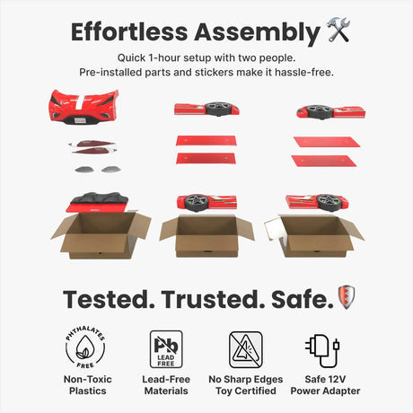 GTS EV Red Twin Race Car Bed | Remote Control, Night Light, Sounds & Padded Headboard - Ornate Home