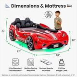 GTS EV Red Twin Race Car Bed | Remote Control, Night Light, Sounds & Padded Headboard - Ornate Home