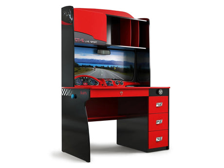 GTS EV Study Desk & Hutch with Cabinet, Car Dashboard Design - Ornate Home