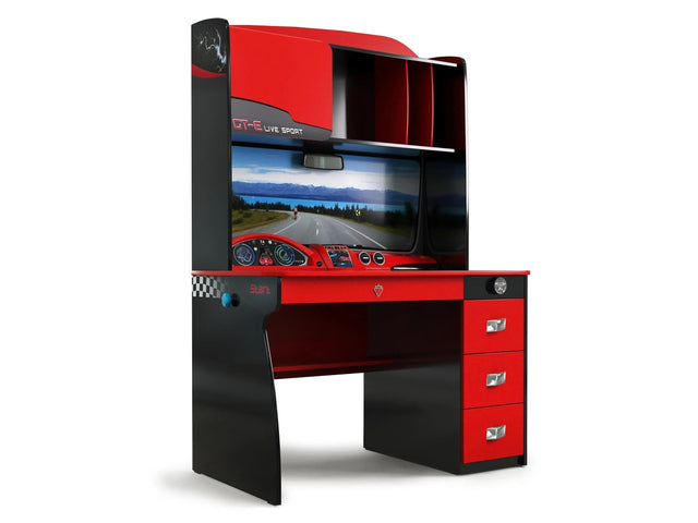 GTS EV Study Desk & Hutch with Cabinet, Car Dashboard Design - Ornate Home