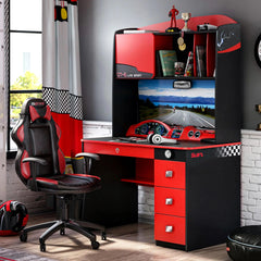 GTS EV Study Desk & Hutch with Cabinet, Car Dashboard Design - Ornate Home