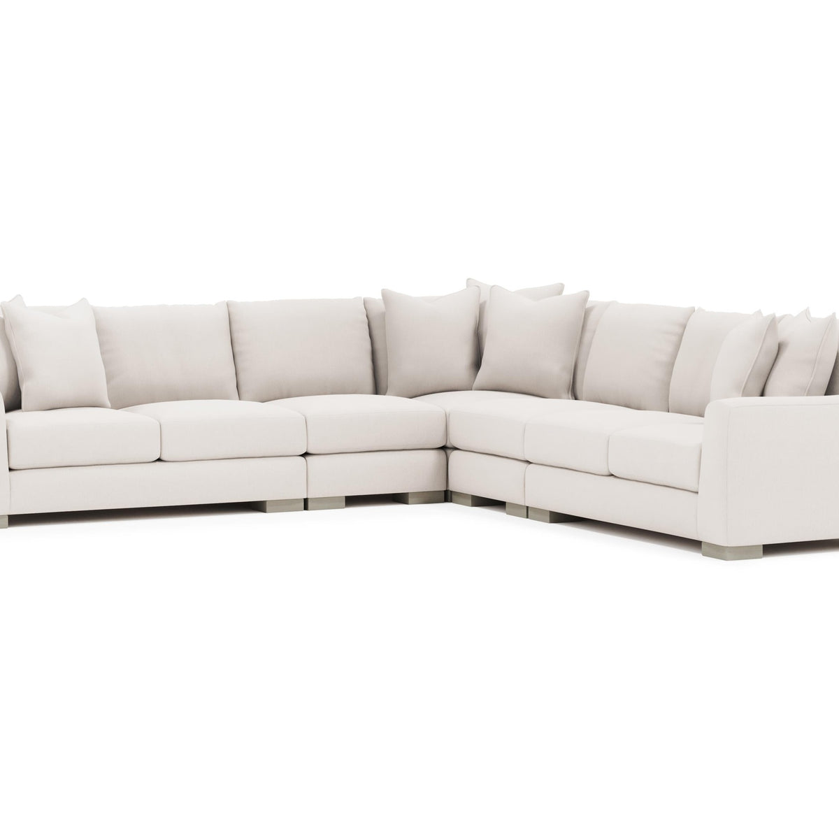 Gabi White/Cream 5-Piece Fabric Sectional (Roll Arm) | Ornate Home