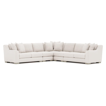 Gabi White/Cream 5-Piece Fabric Sectional (Roll Arm) - Ornate Home