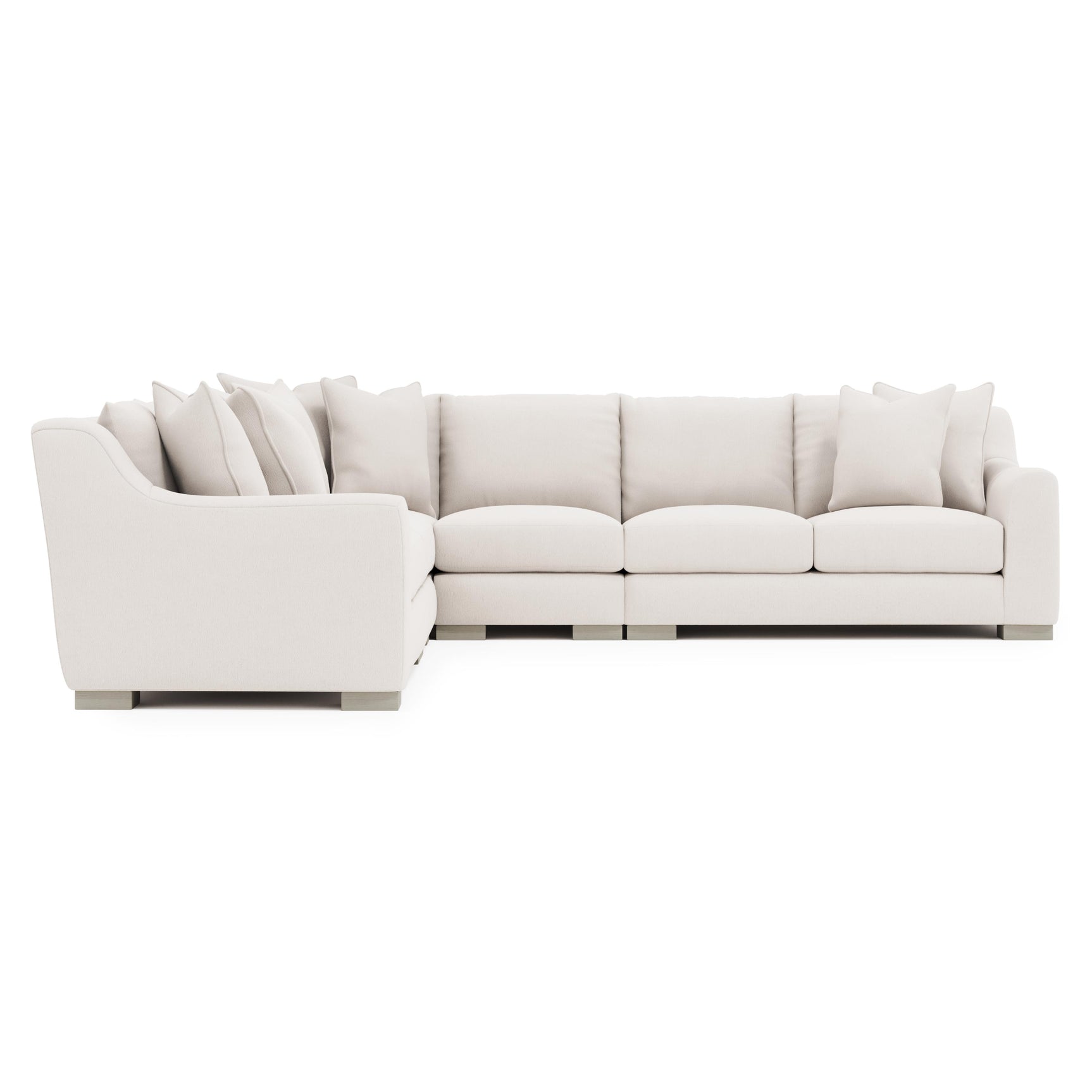 Gabi White/Cream 5-Piece Fabric Sectional (Roll Arm) - Ornate Home